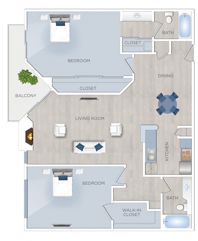 Two Bedroom Apartments in Hancock Park - Chelsea Court - C